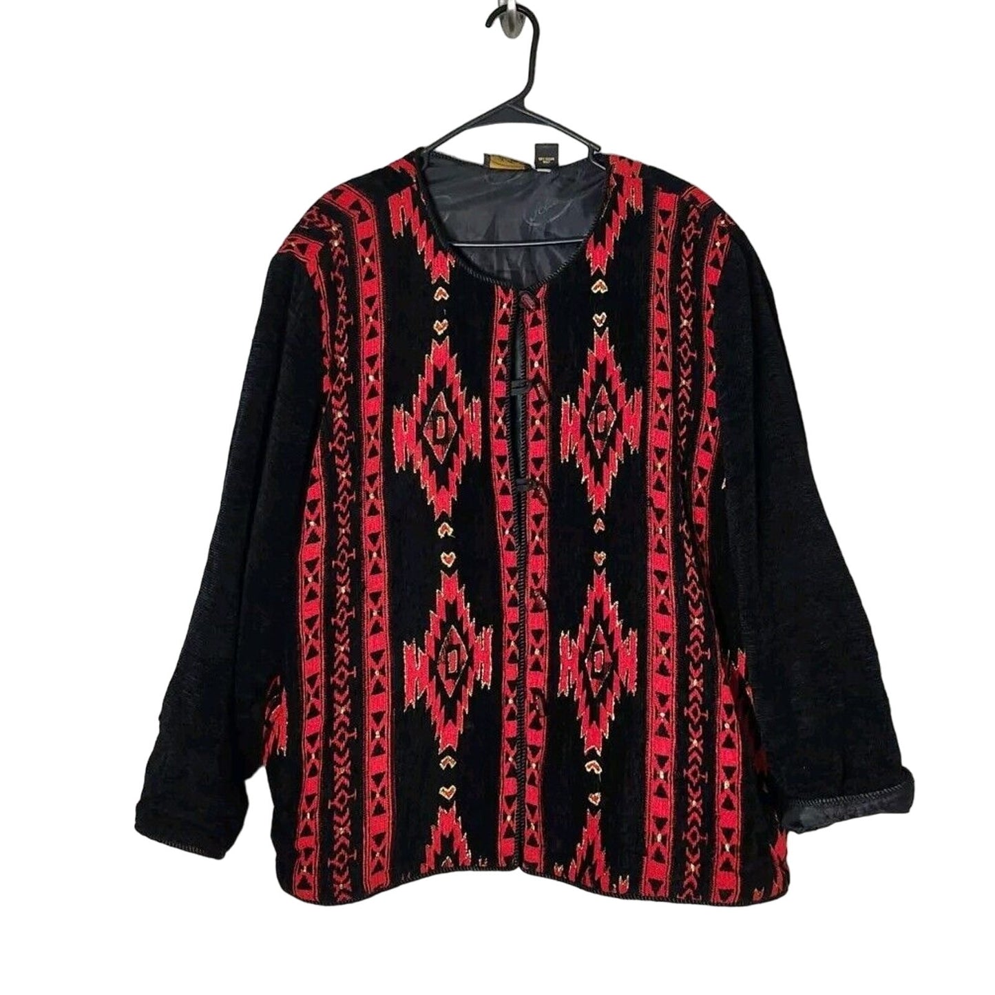 Allure Coat Jacket Plus Size 2X Aztec Red Black Button Front Embroidered Western