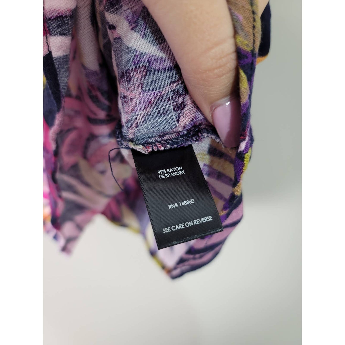 Torrid Rayon Slub Tiered Button-Front Top Purple Floral Plus Size 1/1X