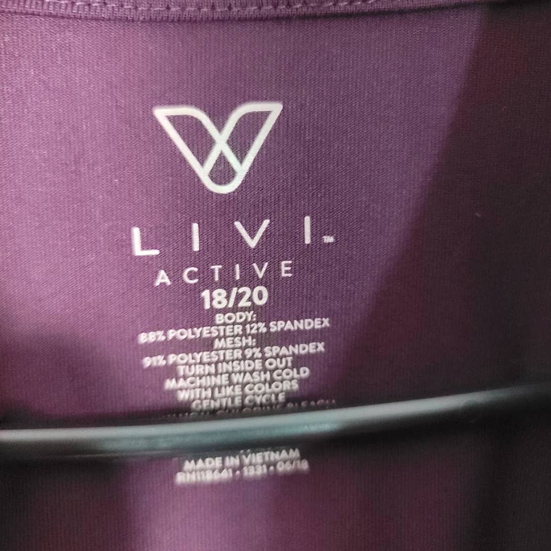 Livi Active By Lane Bryant Purple Zip Up Active Wear Jacket Size 18/20