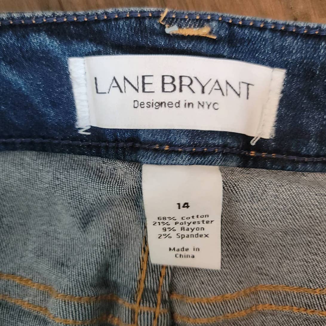 Lane Bryant Denim Jeans Pearl Embellished Mid Rise Stretch Kick Boot Size 14