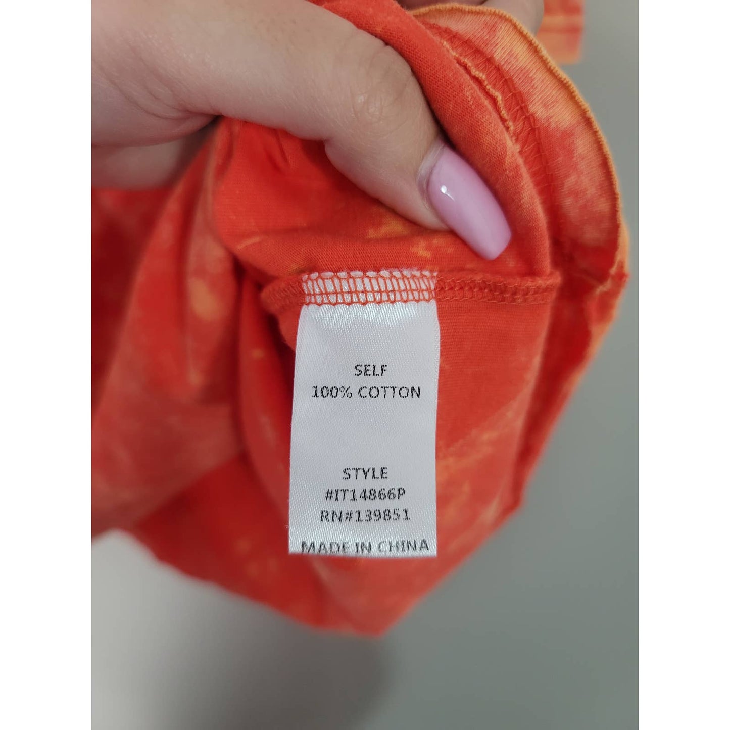 Oddi Tee Top Orange Mineral Wash Ruffle Short Sleeve Plus Size 1XL