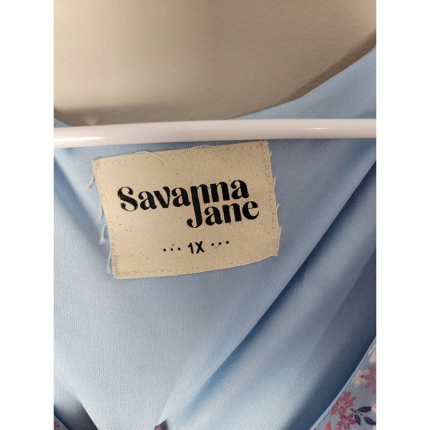 Savanna Jane Mini Dress V-Neck Floral Pink & Blue Plus Size 1/1X