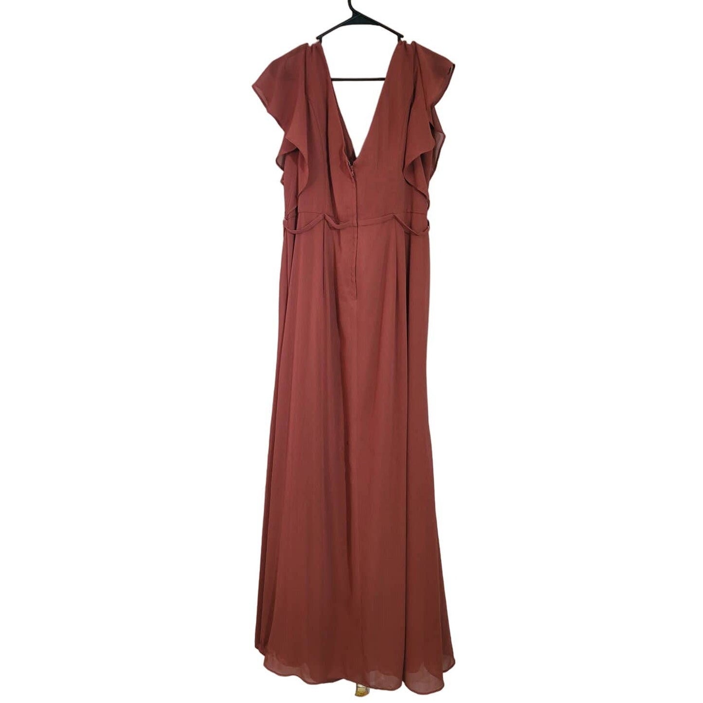 DB Studio Formal Maxi Dress Plus Size 18 Ruffle Wrap Chiffon Side Split Rust