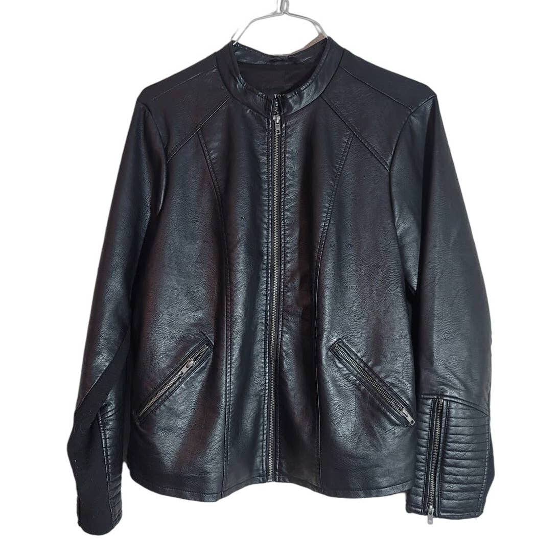 Torrid Faux Leather Motorcycle Jacket Black Full Zip Biker Plus Size 2X