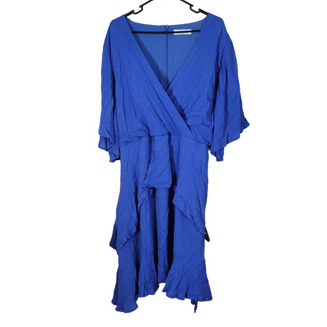 A Beautiful Soul Mini Dress Tiered Surplice Neck Blue Plus Size C 3X