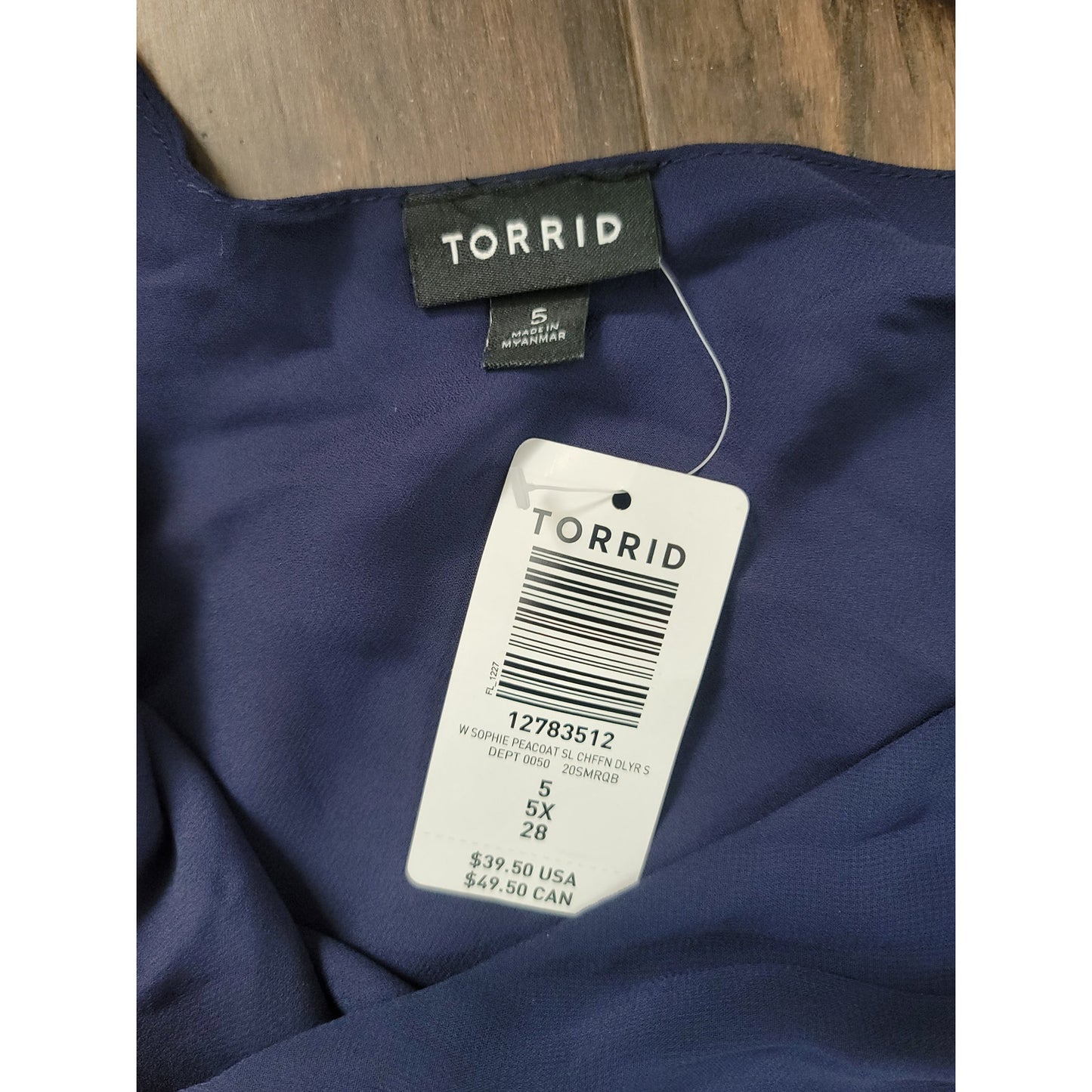 Torrid Sophie Swing Cami Tank Plus Size 5X Chiffon Double Layer Blue NWT