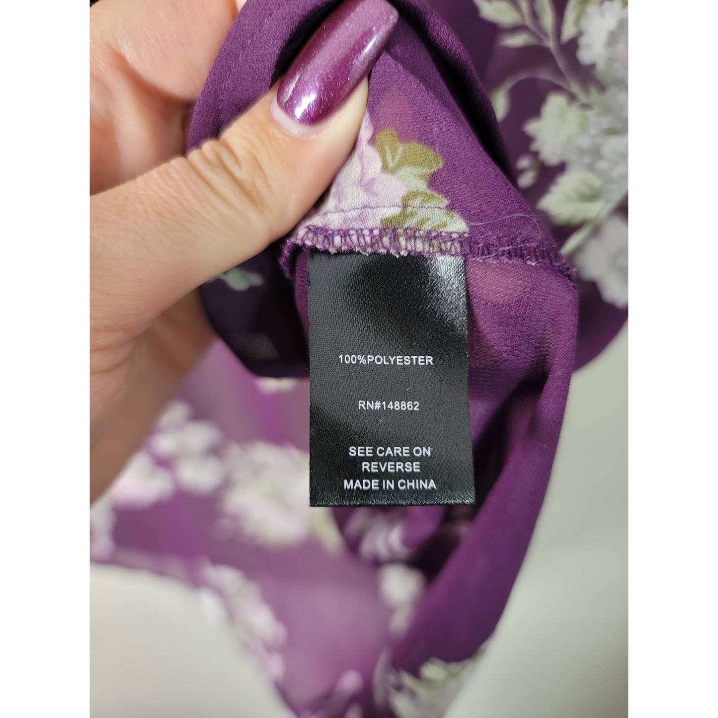 Torrid Blouse Purple Floral High Low Button Semi Sheer Plus Size 1/1X