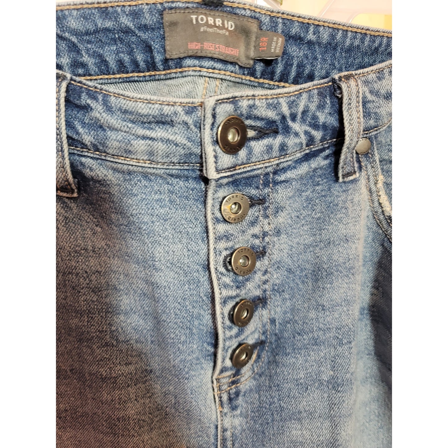 Torrid Denim Jeans High Rise Straight Button Fly Light Wash Size 16R