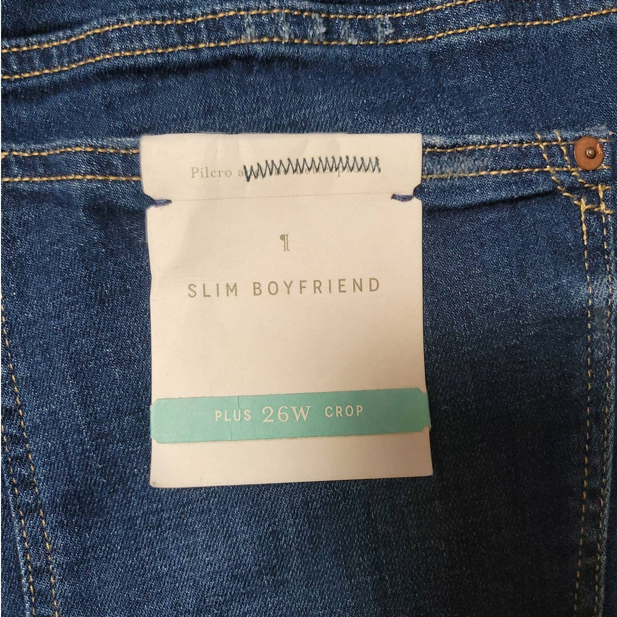 Pilcro and the Letterpress Slim Boyfriend Cropped Jeans Blue Denim Size 26W