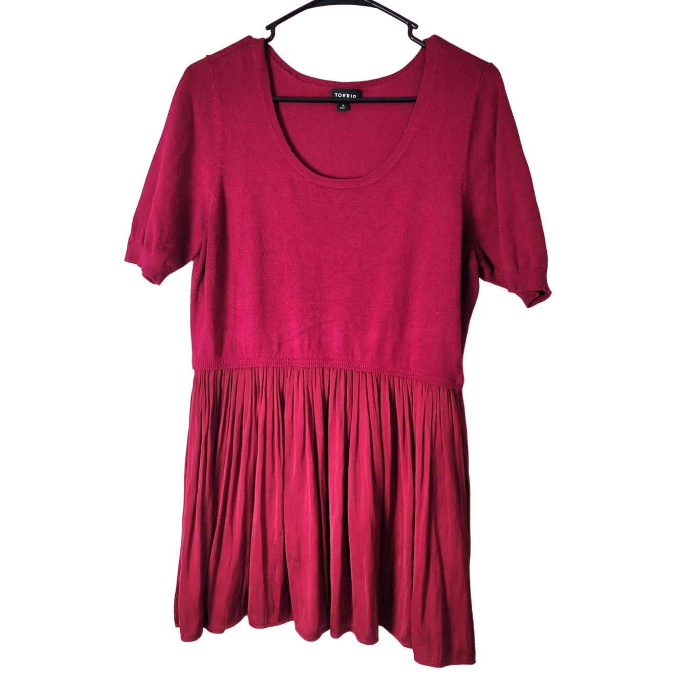 Torrid Babydoll Top Dark Pink Short Sleeve Knit Plus Size 0/0X