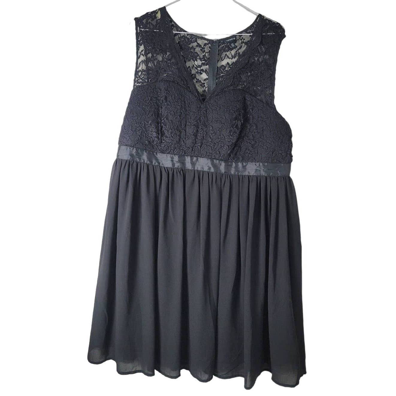 Torrid Black Lace Dress Sleeveless Chiffon Fit and Flare Party Size 22