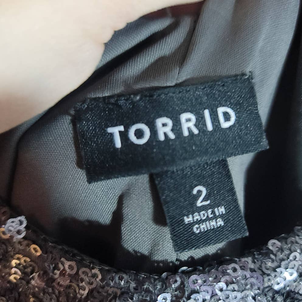 Torrid Mini Dress Sequin Charcoal Gray Short Sleeve Lined Plus Size 2/2X
