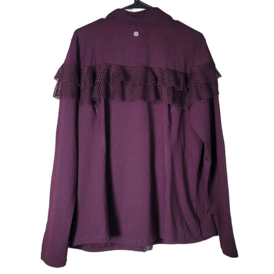 Livi Active Lane Bryant Jacket Plus Size 2X Purple Zip Up Active Mesh Ruffle