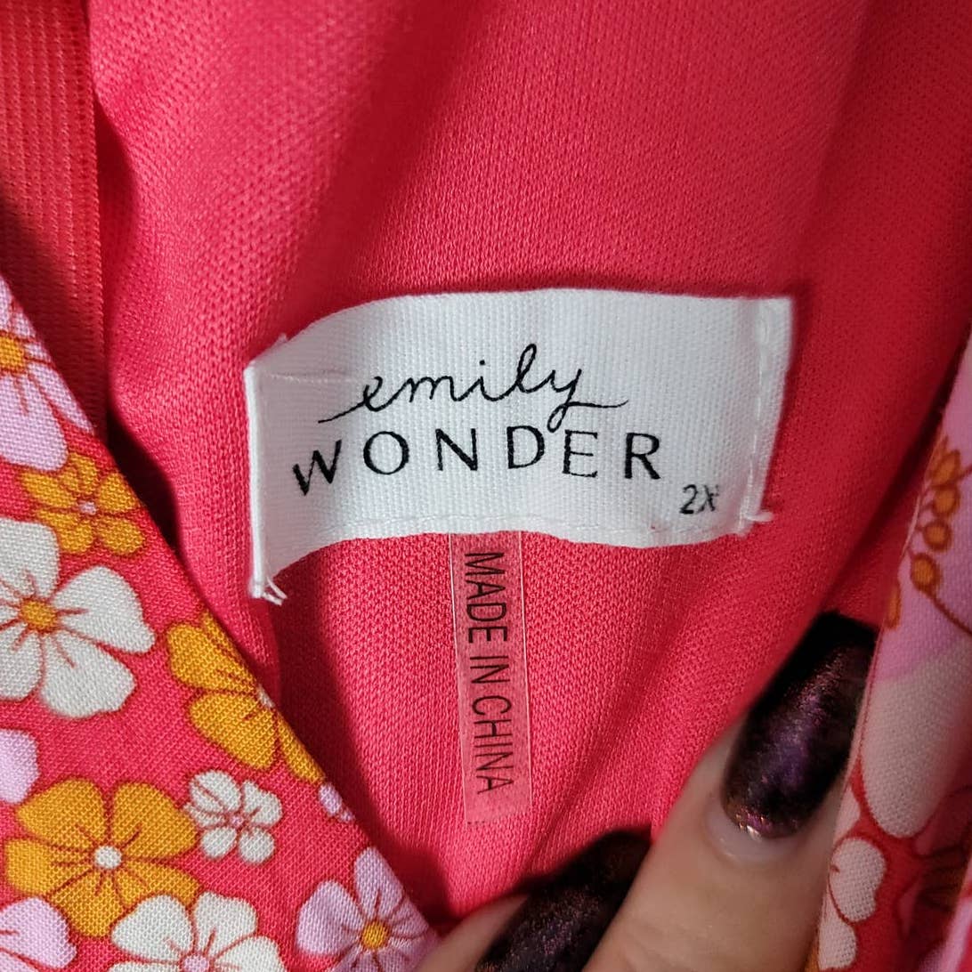 Emily Wonder Maxi Dress Pink Floral Tie Strap Plus Size 2X