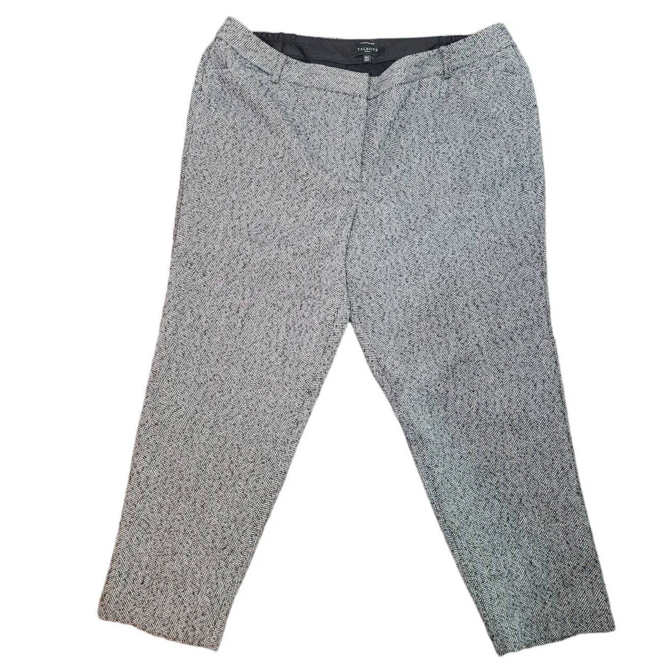Talbots Grey Chino Work Pants Hampshire Herringbone Wool Plus Size 20W