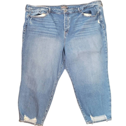 Torrid High Rise Straight Classic Denim Blue Jeans Plus Size 30 Distressed