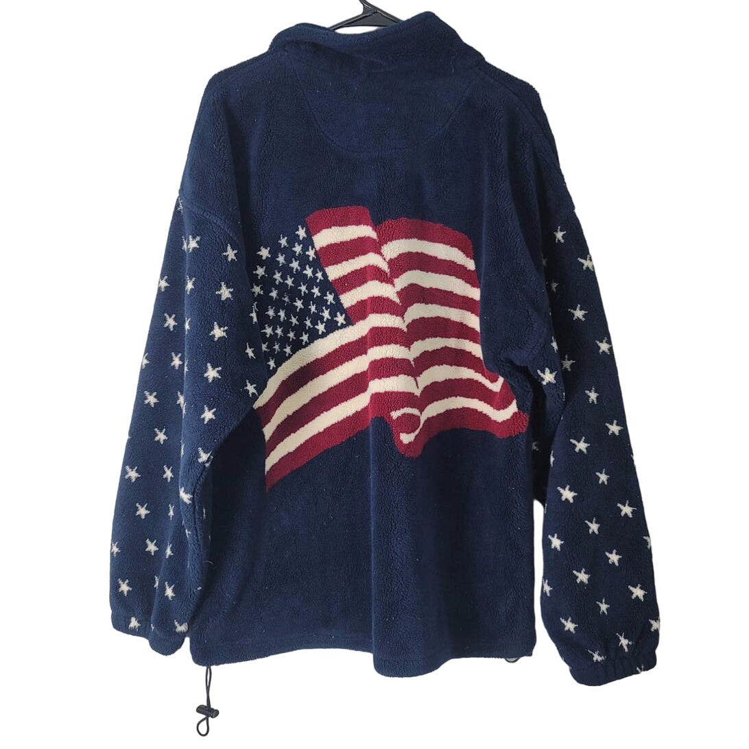 Bear Ridge Outfitters Fleece Jacket Zip Up Blue USA Flag Size XL