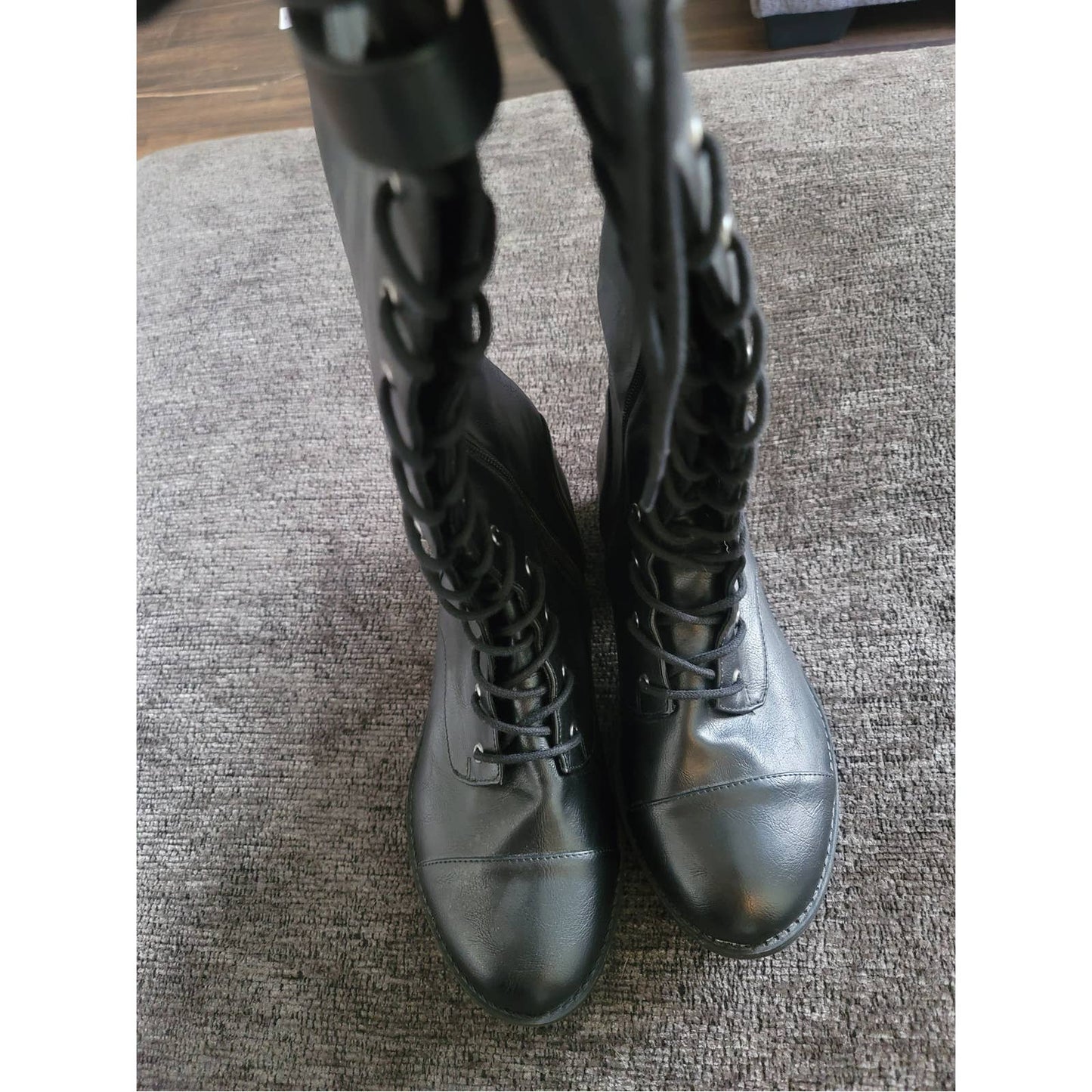 Torrid Black Extra Tall Combat Winter Boots Zipper & Lace Up Closure Womens Size 9W