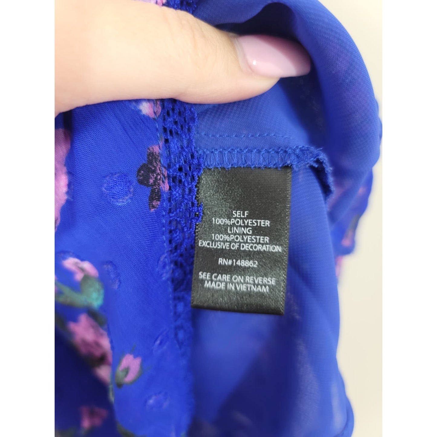 Torrid Peplum Blouse Top Blue Floral Chiffon Clip Dot Lace Inset Plus Size 0/0X