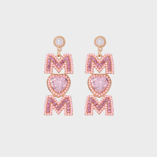 MOM Pearl Rhinestone Alloy Earrings